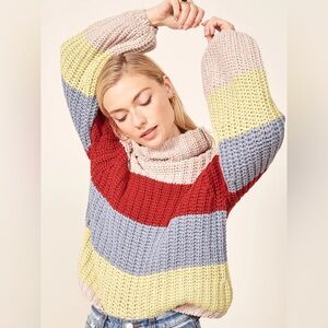 La Ligne x Reformation • Color Me Happy Striped Turtleneck Sweater M